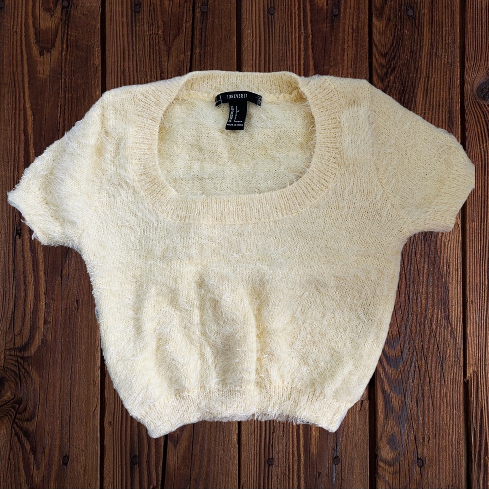 Forever 21 Light Yellow Fur Top